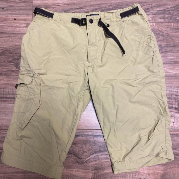 REI Cropped Pants Capri Sz 6 28W Beige Hiking Capris UPF 30+ Belted  - Picture 1 of 4